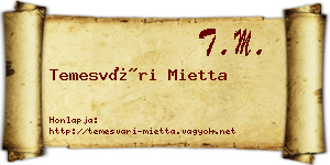Temesvári Mietta névjegykártya